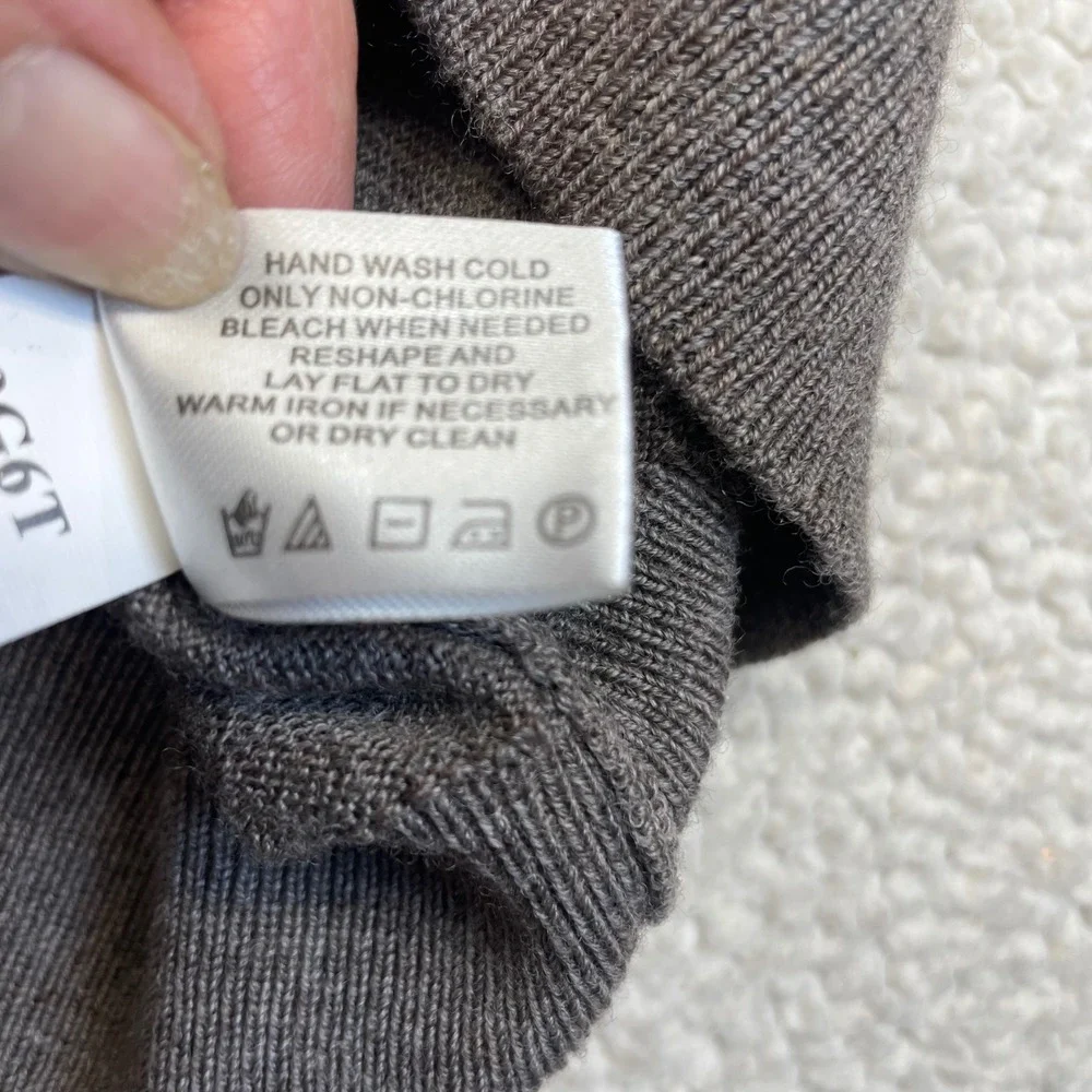 Orvis Sweater Mens XL Brown 100% Merino Wool Quarter Zip Pullover 9G6T 691690